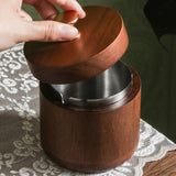 outdoor ashtray with lid wooden covered ash tray smokeless rustic windproof metal tray