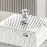 outdoor ashtray with lid elegant cute cool resin ash tray silver bear windproof covered lidded smokeless handmade eco-friendly white pure home decor decorative