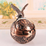 outdoor covered ashtray with lid cool cute metal ash tray eagle retro vintage lidded windproof smokeless weed hope ambition bird animal home decor handmade