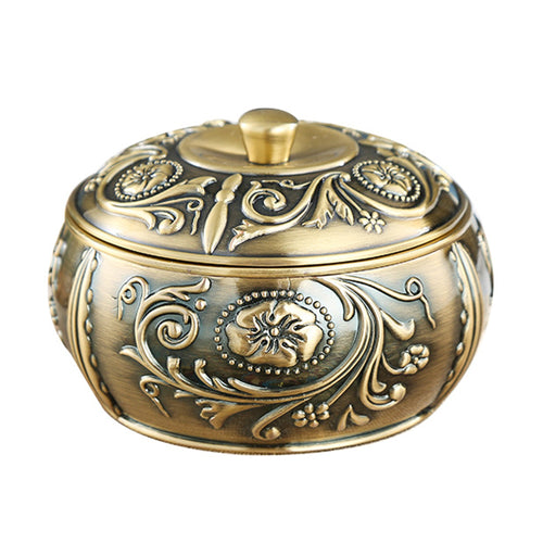 outdoor vintage ashtray with lid metal ash tray zinc alloy smokeless