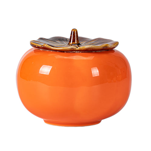 Persimmon Ashtray with Lid Ceramic Cute Cool Ash Tray Smokeless Covered Lidded Windproof Handmade