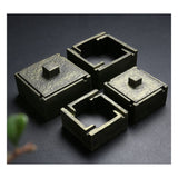 cool retro cement outdoor ashtray with lid square green