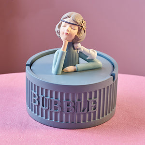 Outdoor Ashtray with Lid Cool Resin Covered Ash Tray Lady Ladies Windproof Smokeless Modern Contemporary Creative Blue