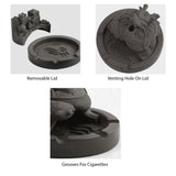 outdoor ashtray with lid unique cement black covered ash tray alps incense burner windproof cool cute castle volcano