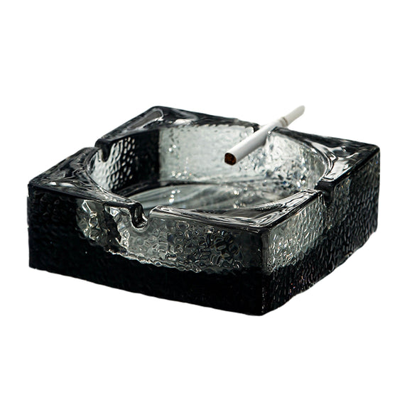 square crystal glass ashtray hammered surface large outdoor ash tray gray