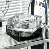 square crystal glass ashtray hammered surface large outdoor ash tray gray transparent