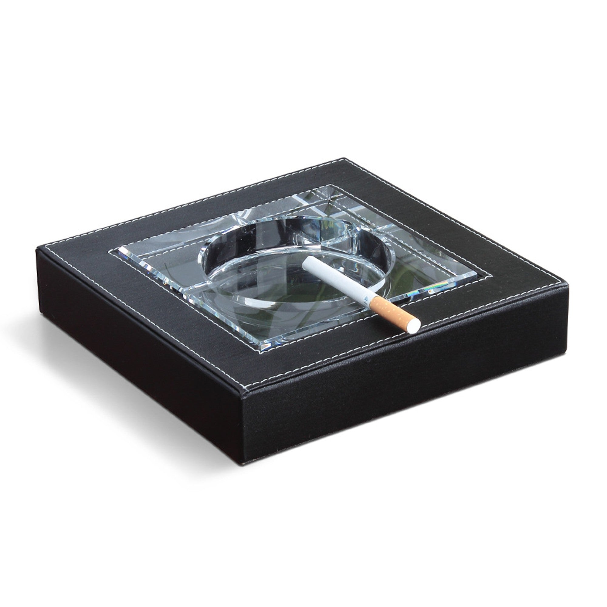 Glass Ashtray with Leather Case Small or Large – Ashtray Planet
