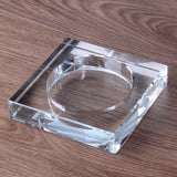 square transparent crystal glass ashtray with leather case black brown ash tray small large heavy outdoor