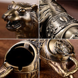 tiger outdoor ashtray with lid smokeless ash tray zinc alloy