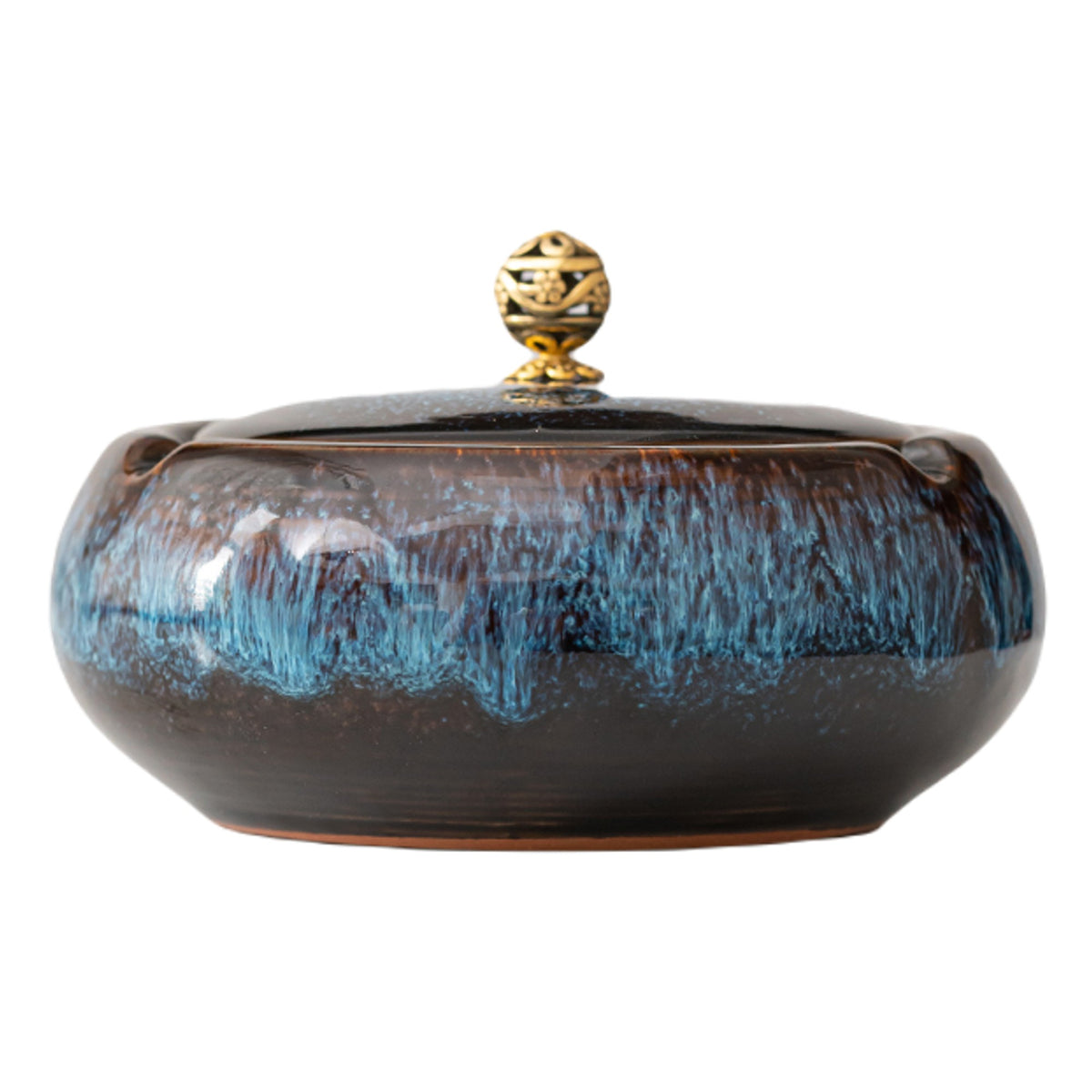 Vintage Ashtray with Lid Ceramic Windproof Outdoor Smokeless Ashtray