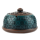 Vintage Ashtray with Lid Resin Ash Tray Outdoor Windproof Oriental Covered Lidded Smokeless Brown Teal Handmade