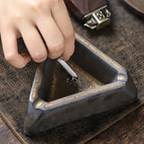 vintage ceramic ashtray triangle rust glaze cool cute ash tray black gray minimalist